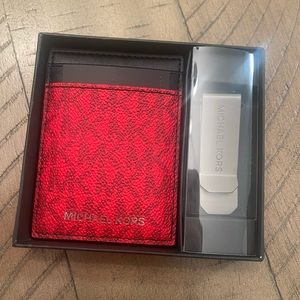 MICHAEL Michael Kors RED MONEY CLIP & CARD HOLDER